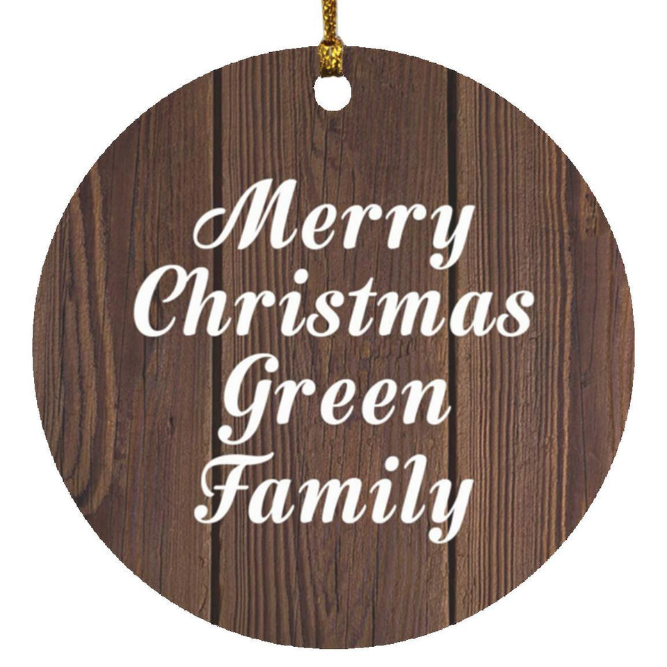 Merry Christmas Green Family - Circle Ornament D