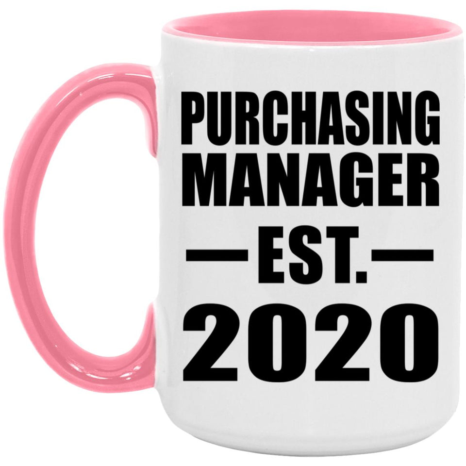 Purchasing Manager Established EST. 2020 - 15oz Accent Mug Pink