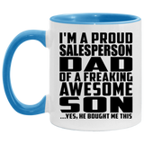 Proud Salesperson Dad Of Awesome Son - 11oz Accent Mug Blue