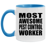 Most Awesome Pest Control Worker - 11oz Accent Mug Blue