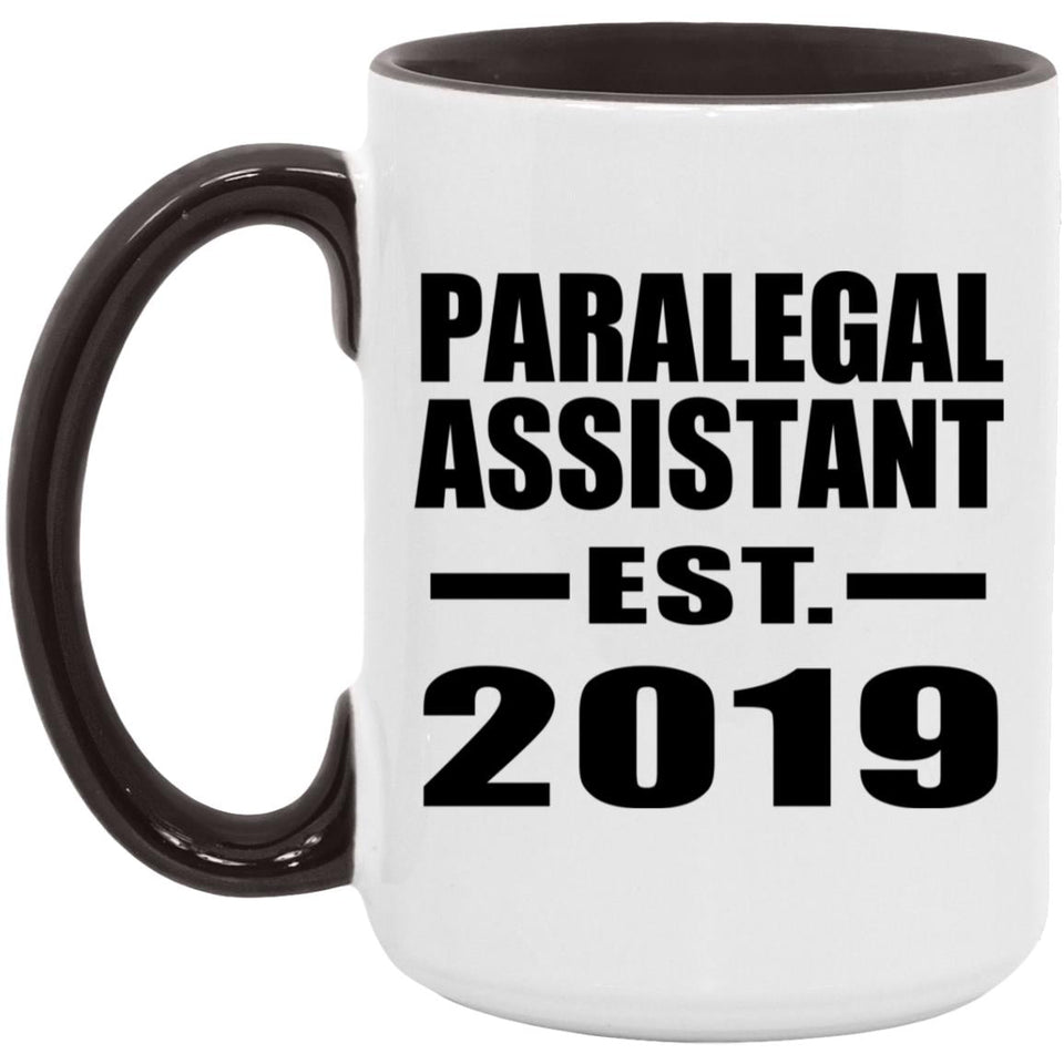 Paralegal Assistant Established EST. 2019 - 15oz Accent Mug Black