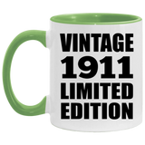 113th Birthday Vintage 1911 Limited Edition - 11oz Accent Mug Green