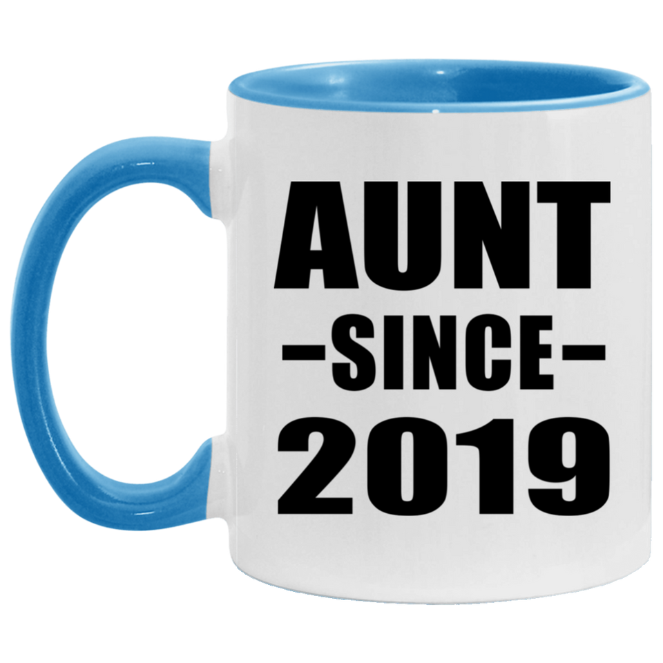 Aunt Since 2019 - 11oz Accent Mug Blue