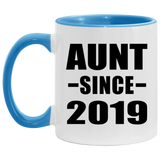 Aunt Since 2019 - 11oz Accent Mug Blue