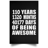 110th Birthday 110 Years 1320 Months 40177 Days Of Awesome - Poster Portrait