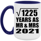 35th Anniversary Square Root of 1225 Years As Mr & Mrs 2021 - 15oz Accent Mug Purple