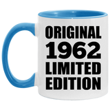 62nd Birthday Original 1962 Limited Edition - 11oz Accent Mug Blue