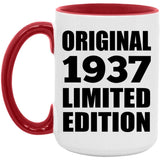 87th Birthday Original 1937 Limited Edition - 15oz Accent Mug Red
