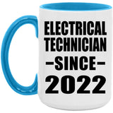 Electrical Technician Since 2022 - 15oz Accent Mug Blue