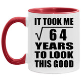 8th Birthday Took Square Root of 64 Years To Look Good - 11oz Accent Mug Red