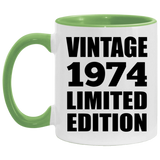 50th Birthday Vintage 1974 Limited Edition - 11oz Accent Mug Green