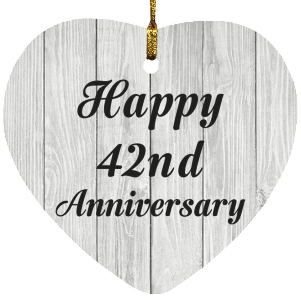 Happy 42nd Anniversary - Heart Ornament F