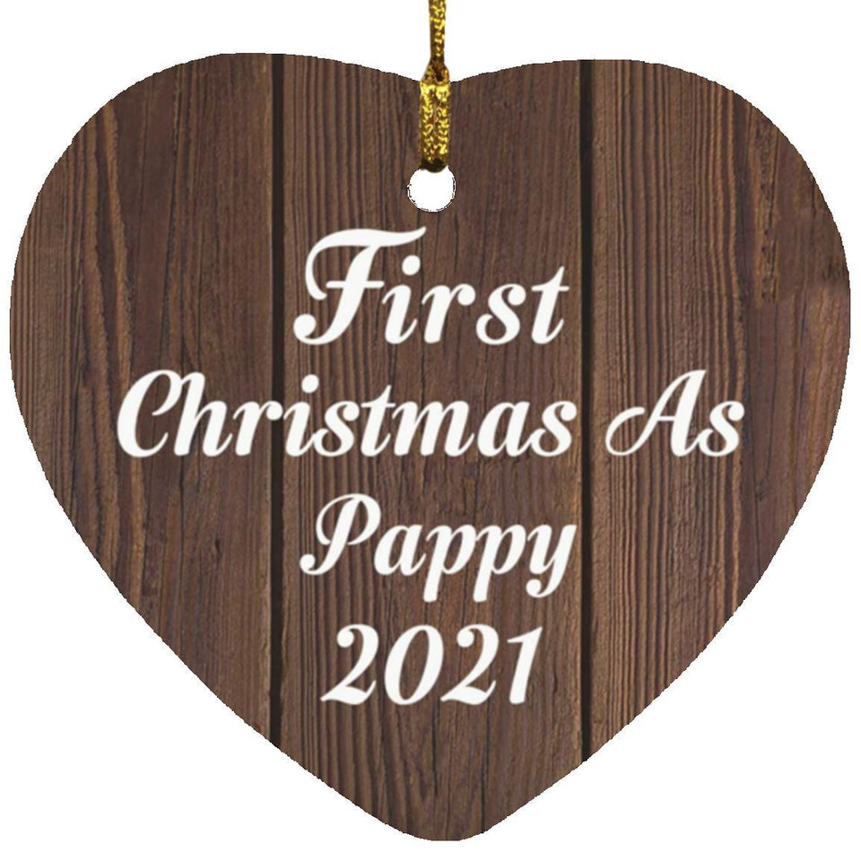 First Christmas As Pappy 2021 - Heart Ornament D