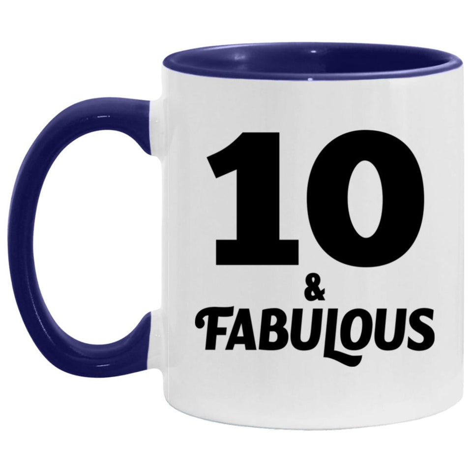 10th Birthday 10 & Fabulous - 11oz Accent Mug Purple