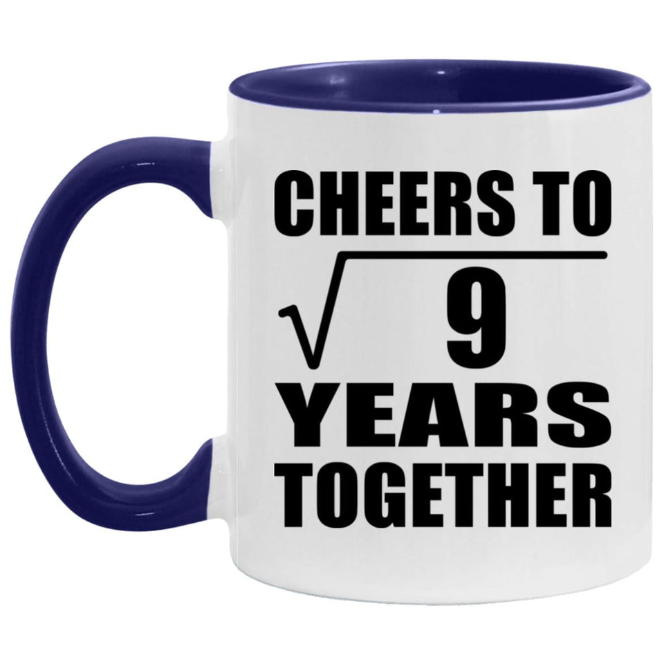 3rd Anniversary Cheers To Square Root of 9 Years Together - 11oz Accent Mug Purple