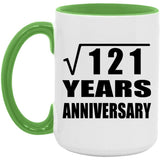11th Anniversary Square Root of 121 Years Anniversary - 15oz Accent Mug Green