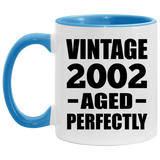 22nd Birthday Vintage 2002 Aged Perfectly - 11oz Accent Mug Blue
