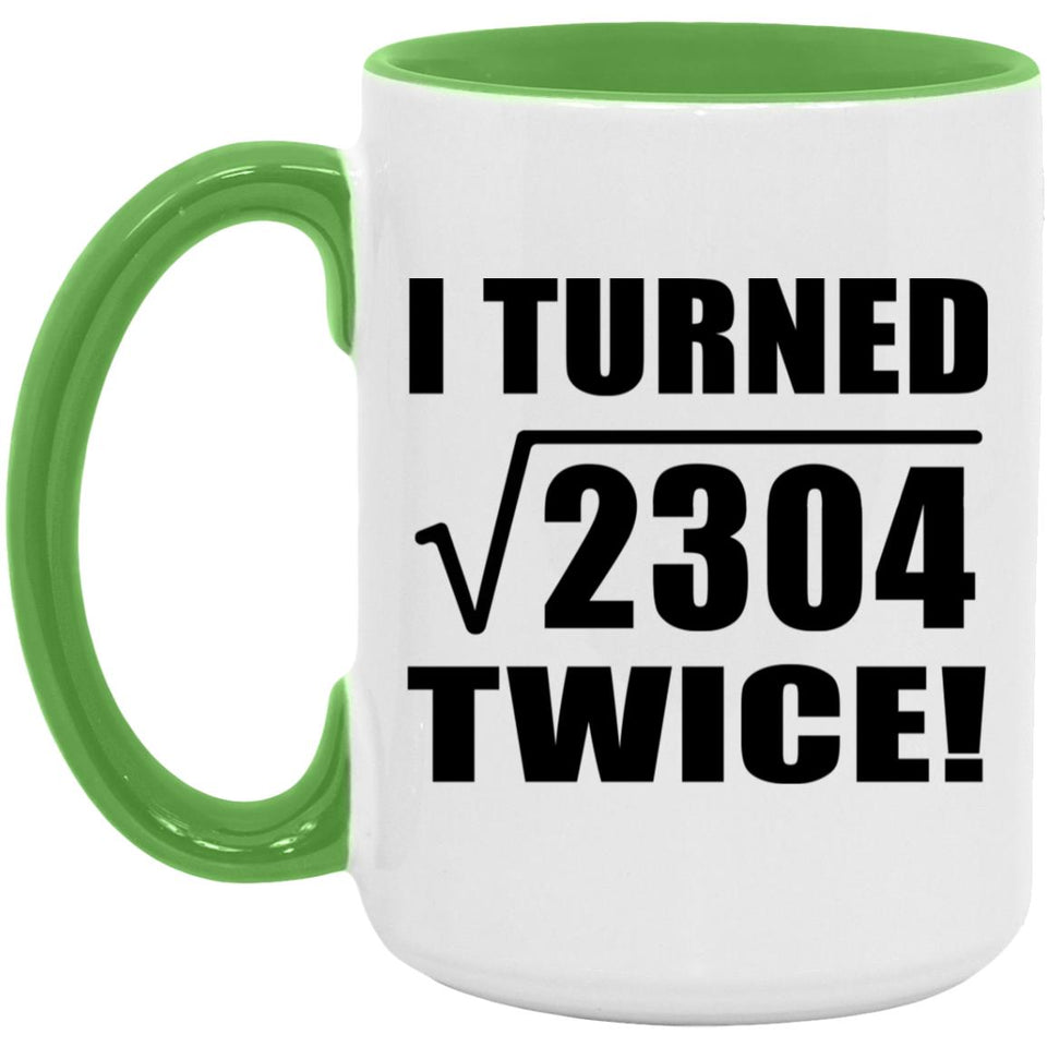 96th Birthday I Turned Square Root of 2304 Twice - 15oz Accent Mug Green