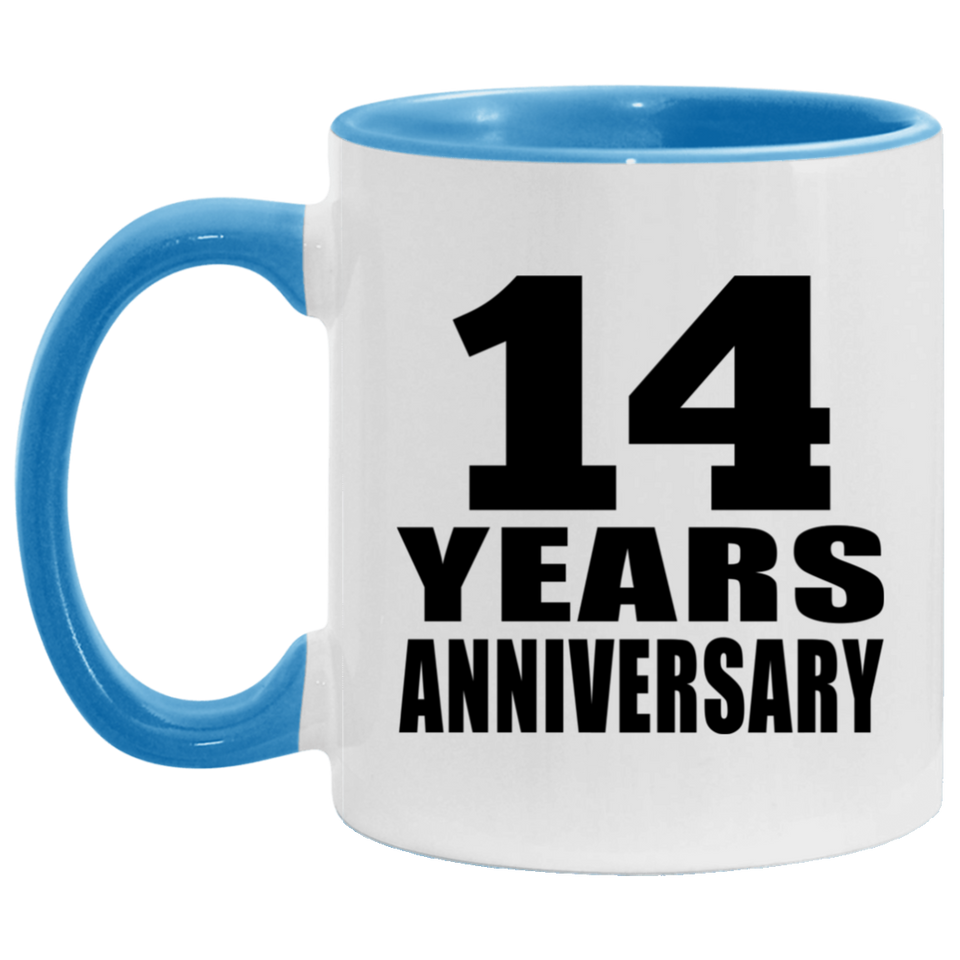 14th Anniversary 14 Years - 11oz Accent Mug Blue