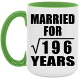 14th Anniversary Married For Square Root of 196 Years - 15oz Accent Mug Green