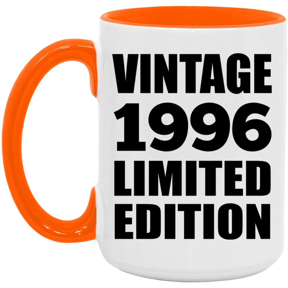 28th Birthday Vintage 1996 Limited Edition - 15oz Accent Mug Orange