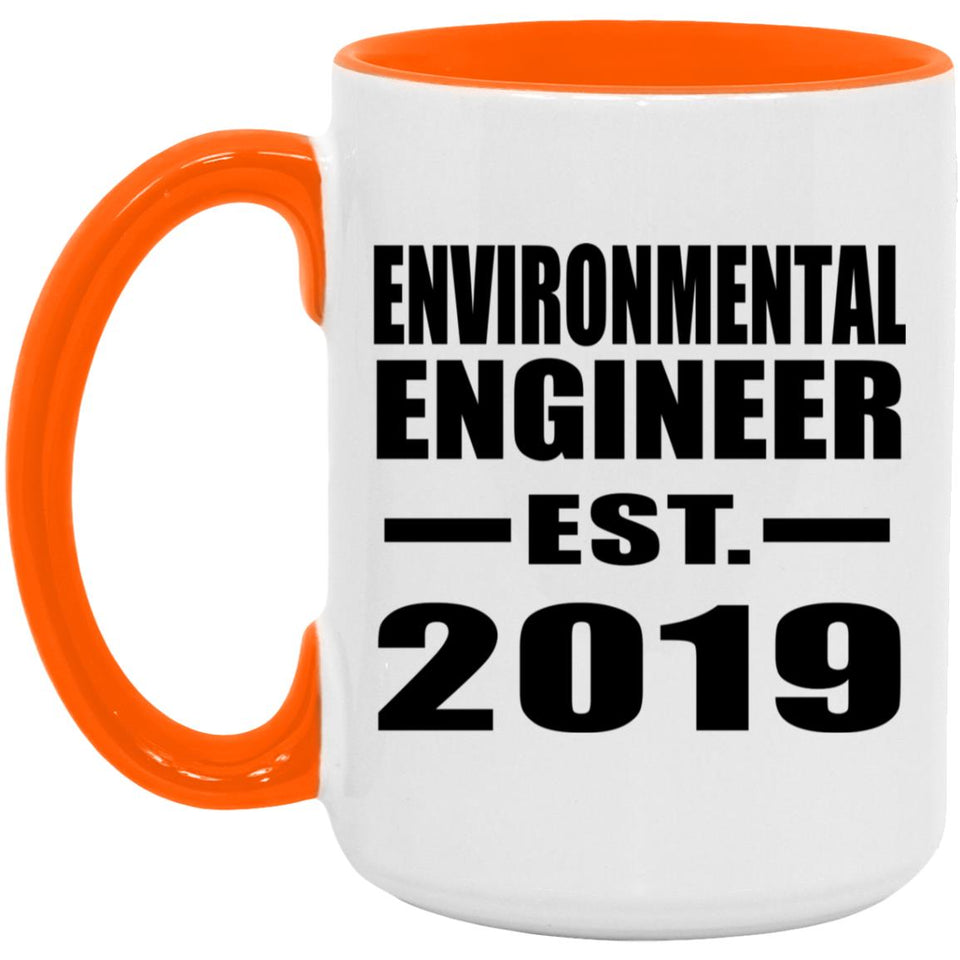Environmental Engineer Established EST. 2019 - 15oz Accent Mug Orange