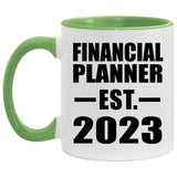 Financial Planner Established EST. 2023 - 11oz Accent Mug Green