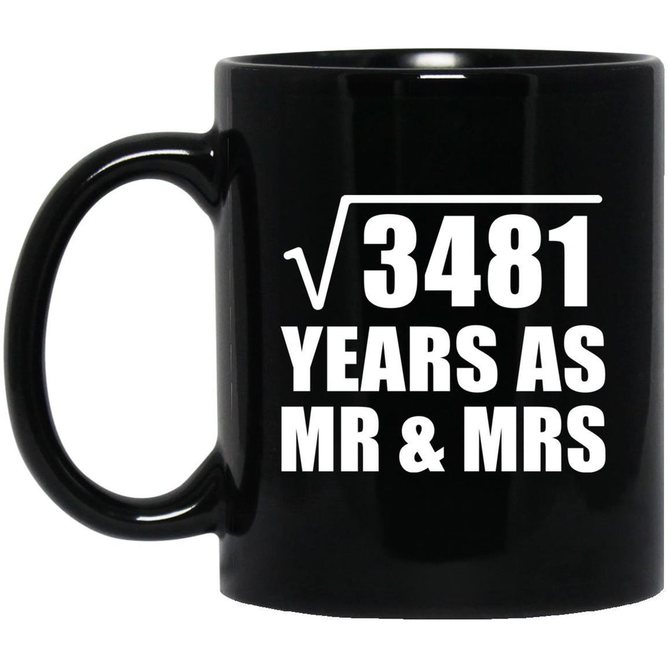 59th Anniversary Square Root of 3481 Years As Mr & Mrs - 11oz Coffee Mug Black