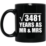 59th Anniversary Square Root of 3481 Years As Mr & Mrs - 11oz Coffee Mug Black