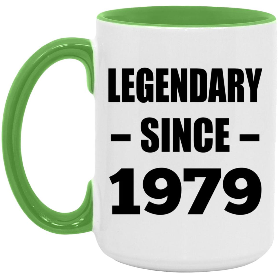 45th Birthday Legendary Since 1979 - 15oz Accent Mug Green
