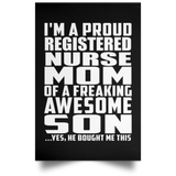 Proud Registered Nurse Mom Of Awesome Son - Poster Portrait