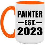 Painter Established EST. 2023 - 15oz Accent Mug Orange