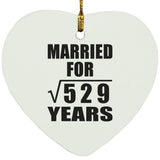 23rd Anniversary Married For Square Root of 529 Years - Heart Ornament