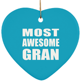 Most Awesome Gran - Heart Ornament