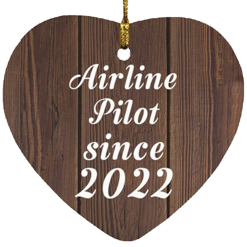 Airline Pilot Since 2022 - Heart Ornament D