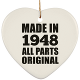76th Birthday Made in 1948 All Parts Original - Heart Ornament
