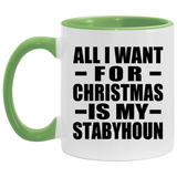All I Want For Christmas Is My Stabyhoun - 11oz Accent Mug Green