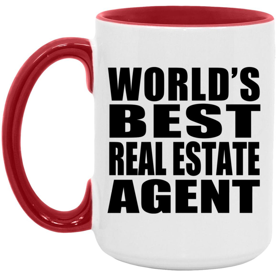World's Best Real Estate Agent - 15oz Accent Mug Red