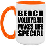 Beach Volleyball Makes Life Special - 15oz Accent Mug Orange