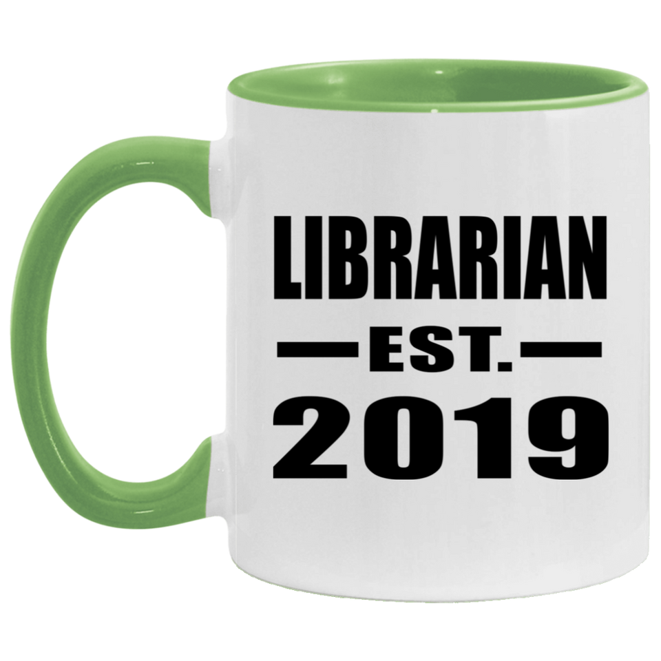 Librarian Established EST. 2019 - 11oz Accent Mug Green