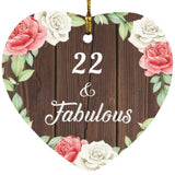 22nd Birthday 22 & Fabulous - Heart Ornament A