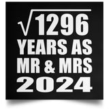 36th Anniversary Square Root of 1296 Years As Mr & Mrs 2024 - Poster Square