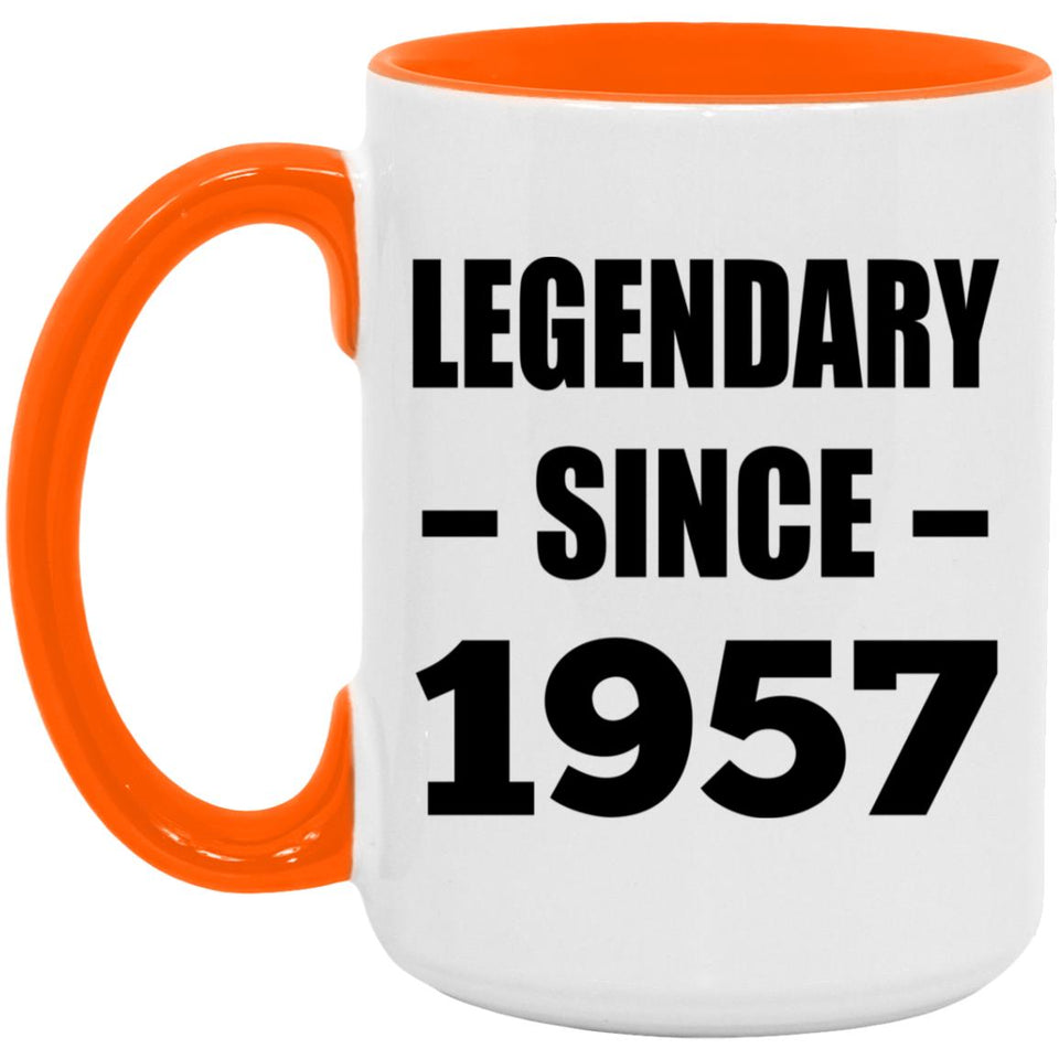 67th Birthday Legendary Since 1957 - 15oz Accent Mug Orange