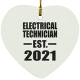 Electrical Technician Established EST. 2021 - Heart Ornament