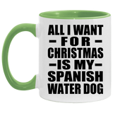 All I Want For Christmas Is My Spanish Water Dog - 11oz Accent Mug Green
