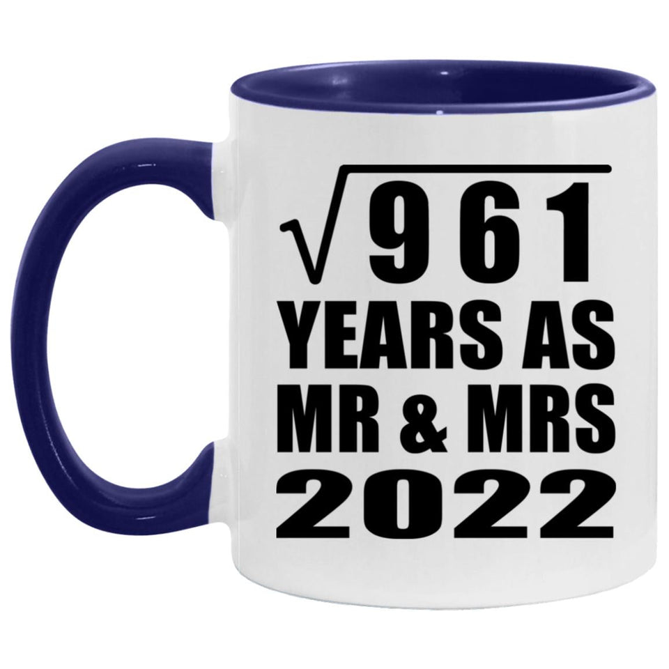 31st Anniversary Square Root of 961 Years As Mr & Mrs 2022 - 11oz Accent Mug Purple