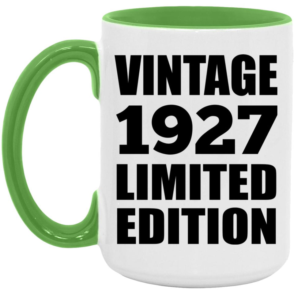 97th Birthday Vintage 1927 Limited Edition - 15oz Accent Mug Green