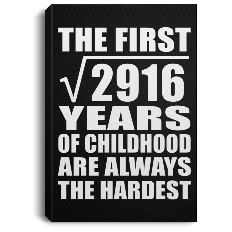 54th Birthday Square Root of 2916 Years of Childhood - Canvas Portrait