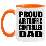 Proud Air Traffic Controller Dad - 11oz Accent Mug Orange