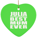 Julia Best Mum Ever - Heart Ornament